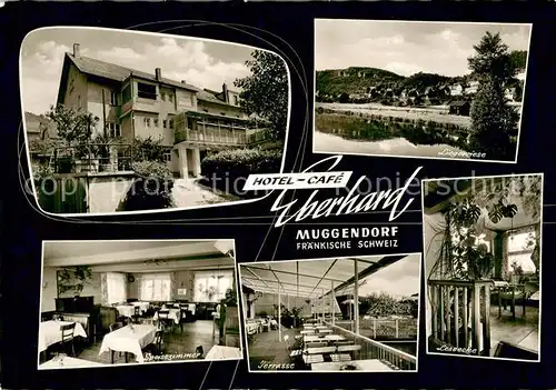 AK / Ansichtskarte Muggendorf_Fraenkische_Schweiz Hotel Cafe Eberhard Liegewiese Speisezimmer Terrasse Leseecke Muggendorf_Fraenkische