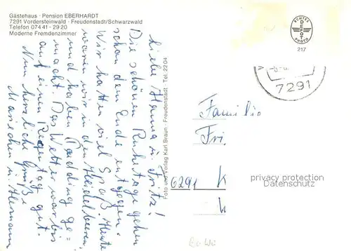 AK / Ansichtskarte Vordersteinwald Gaestehaus Pension Eberhardt Vordersteinwald