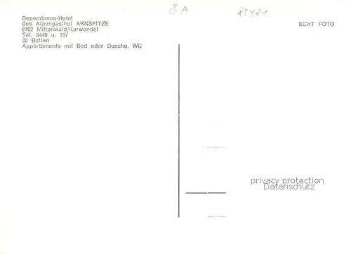 AK / Ansichtskarte Mittenwald_Bayern Dependance Hotel des Alpengasthof Arnspitze Details Mittenwald Bayern