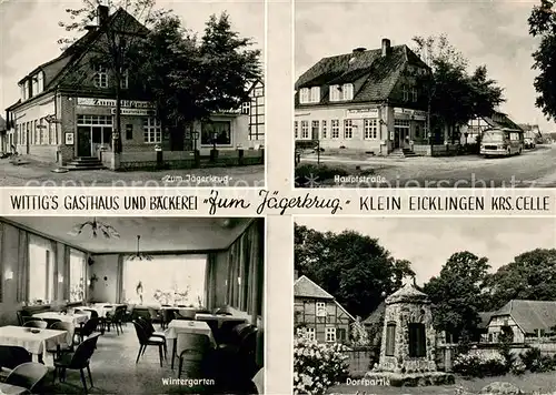 AK / Ansichtskarte Klein_Eicklingen Wittigs Gasthaus und Baeckerei Zum Jaegerkrug Hauptstrasse Wintergarten Dorfplatz Klein_Eicklingen