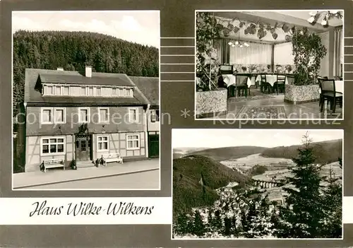 AK / Ansichtskarte Willingen_Sauerland Haus Wilke Wilkens Gastraum Panorama Willingen_Sauerland