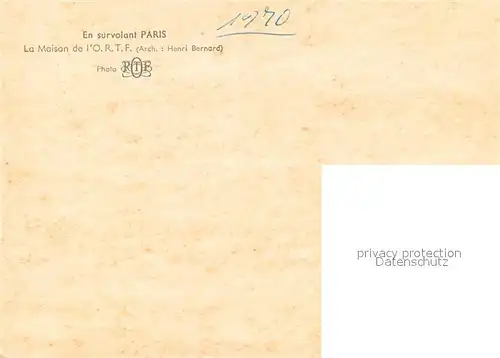 Paris Maison de l O.R.T.F. Architecte Henri Bernard la Seine et la Tour Eiffel vue aerienne Paris