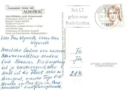 Goerwihl Panoramahotel Pension Cafe Alde Hotz Restaurant Wasserfall Schwarzwald Fliegeraufnahme Goerwihl