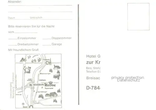 Neuenburg_Rhein Hotel Gasthof zur Krone Restaurant Tuerschild Fliegeraufnahmen Neuenburg Rhein