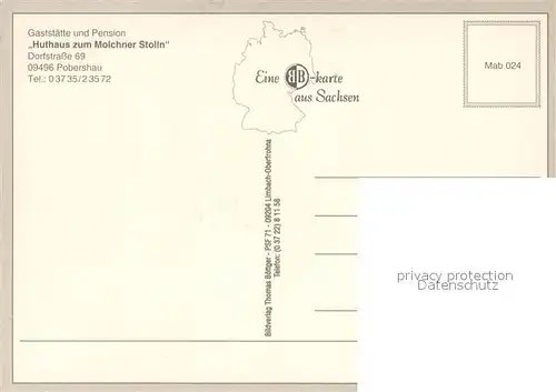 Pobershau Gaststaette Pension Huthaus zum Molchner Stolln Schaubergwerk Ortsansicht Pobershau