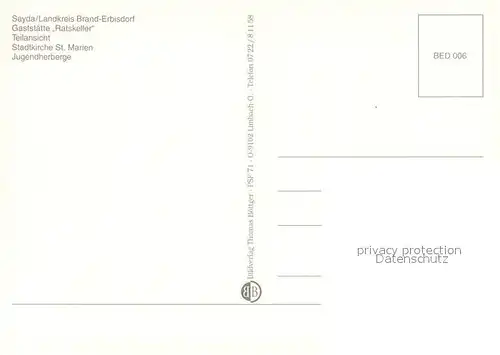 Sayda Gaststaette Ratskeller Stadtkirche St. Marien Jugendherberge Sayda