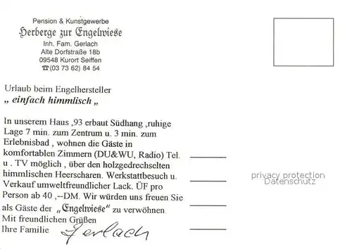 Seiffen_Erzgebirge Pension und Kunstgewerbe Herberge zur Engelwiese Fremdenzimmer Seiffen Erzgebirge