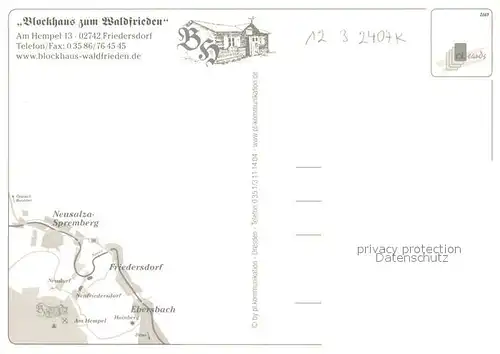 Friedersdorf_Loebau Gaststaette und Pension Blockhaus zum Waldfrieden Friedersdorf Loebau