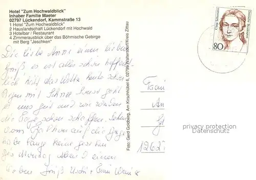 Lueckendorf Hotel Zum Hochwaldblick Restaurant Landschaftspanorama Hochwald Boehmisches Gebirge Berg Jeschken Lueckendorf