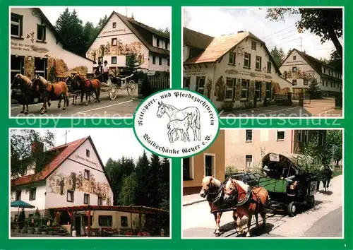 Geyer Gaststaette Pension Waldschaenke Reitsport  und Pferdezuchtverein Pferdekutsche Planwagen Geyer