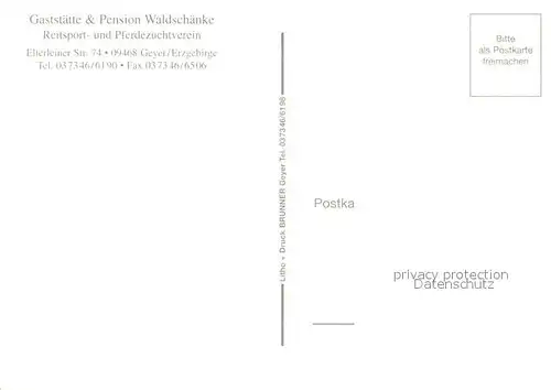 Geyer Gaststaette Pension Waldschaenke Reitsport  und Pferdezuchtverein Pferdekutsche Planwagen Geyer