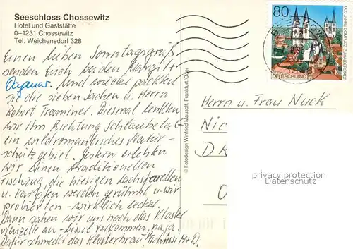 Chossewitz Hotel Gaststaette Seeschloss Partie am See Chossewitz