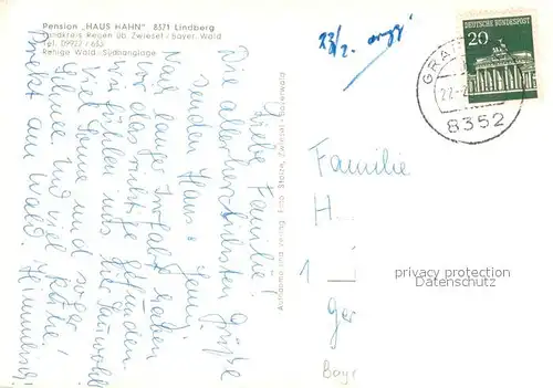 Lindberg_Regen Pension Haus Hahn Fruehstuecksraum Terrassenblick Lindberg Regen