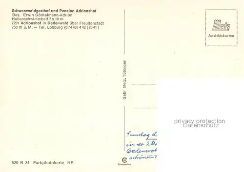 oedenwald Schwarzwaldgasthof Pension Adrionshof  oedenwald