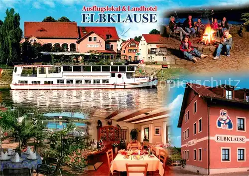 Niederlommatzsch Ausflugslokal Landhotel Elbklause Restaurant Fahrgastschiff Lagerfeuer Niederlommatzsch