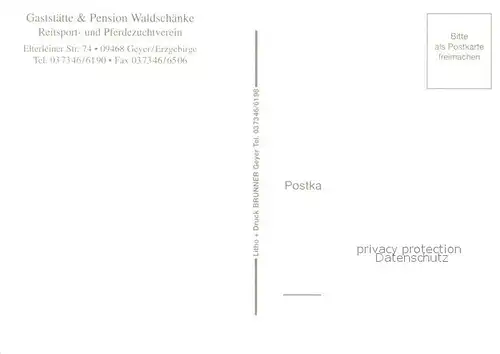 Geyer Gaststaette Pension Waldschaenke Reitsport  und Pferdezuchtzentrum Pferdekutsche Planwagen Geyer