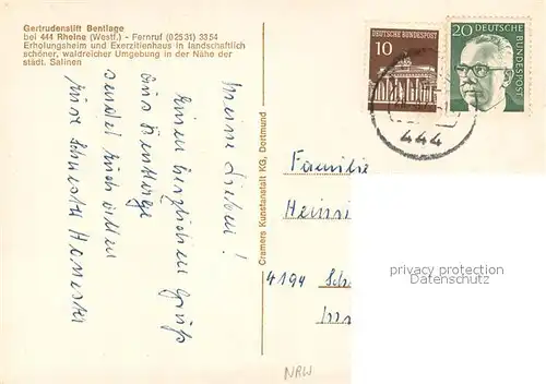 Rheine Gertrudenstift Bentlage Erholungsheim und Exerzitienhaus Rheine