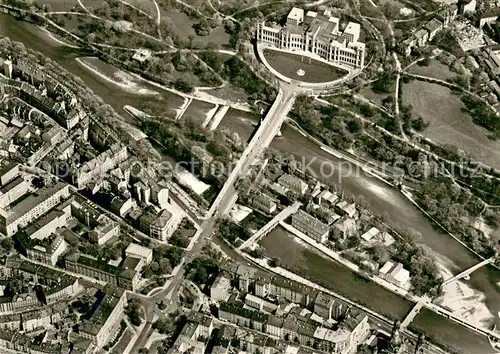 AK / Ansichtskarte Muenchen Isarpartie beim Maximilianeum Fliegeraufnahme Muenchen