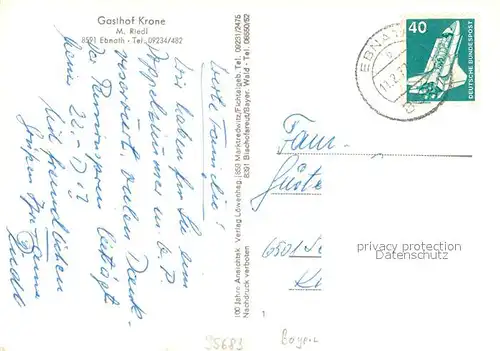 AK / Ansichtskarte Ebnath Gasthof Krone Ebnath