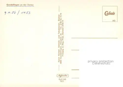 AK / Ansichtskarte Gundelfingen_Donau Fliegeraufnahme Gundelfingen Donau