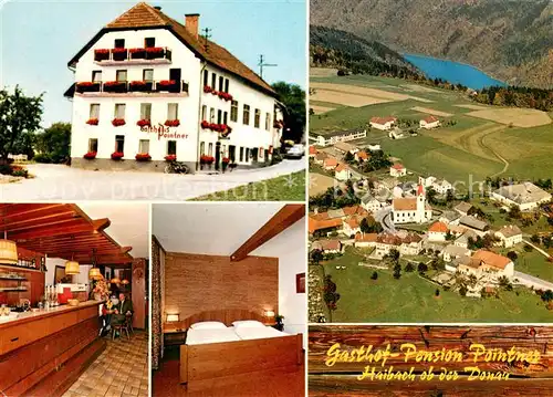 AK / Ansichtskarte Haibach_Donau Gasthof Pension Pointner Fremdenzimmer Fliegeraufnahme Haibach Donau