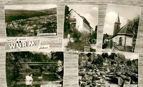 AK / Ansichtskarte Wuerm_Pforzheim Panorama Partie an der Wuerm Kinderheim Kirche Alpengarten Wuerm Pforzheim