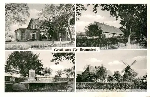 AK / Ansichtskarte Gross_Bramstedt Kaufhaus Schule Denkmal Windmuehle Gross_Bramstedt