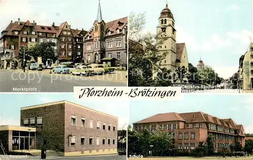 AK / Ansichtskarte Broetzingen Marktplatz Christus Kirche Postamt Schule Broetzingen