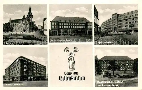 AK / Ansichtskarte Gelsenkirchen Rathaus Landeszentralbank Sparkasse Hans Sachs Haus Hygienisches Institut des Ruhrgebietes Gelsenkirchen