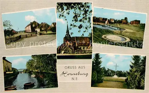 AK / Ansichtskarte Horneburg_Niederelbe Ortspartien Kirche Kanal Horneburg Niederelbe