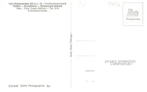 AK / Ansichtskarte Hinterzarten Kaffee Konditorei Restaurant Imbery Hinterzarten