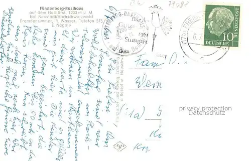 AK / Ansichtskarte Neustadt_Schwarzwald Fuerstenberg Rasthaus Neustadt_Schwarzwald