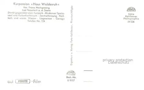 AK / Ansichtskarte Bad_Neustadt Kurpension Haus Waldesruh Bad_Neustadt