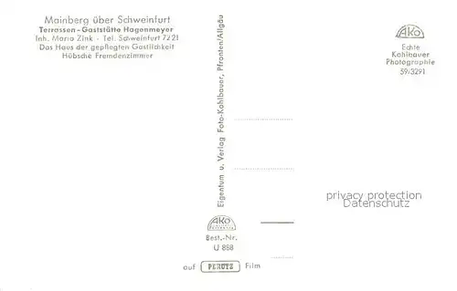 AK / Ansichtskarte Mainberg Terrassen Gaststaette Hagenmeyer Mainberg