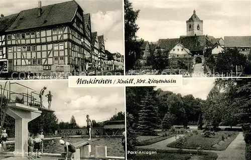 AK / Ansichtskarte Neukirchen_Knuellgebirge Kurhessenstrasse An der Stadtmauer Schwimmbad Park Anlagen Neukirchen Knuellgebirge