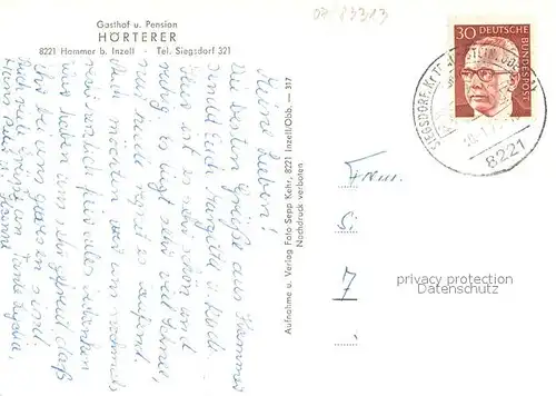 AK / Ansichtskarte Hammer_Inzell Gasthof Pension Hoerterer 