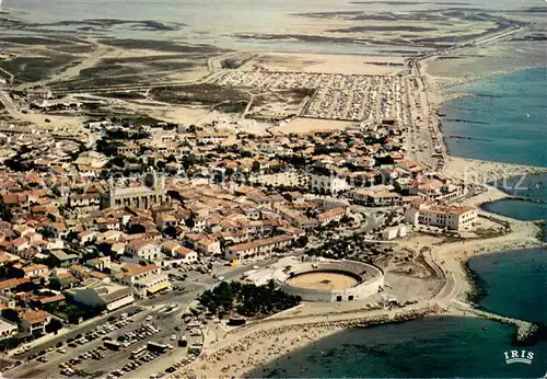 AK / Ansichtskarte Les_Saintes Maries de la Mer Vue aerienne Les Arenes la Plage le Camping Les