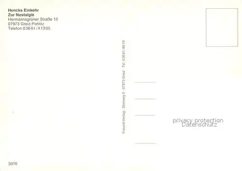 AK / Ansichtskarte Pohlitz_Greiz Hencks Einkehr Zur Nostalgie Pohlitz Greiz