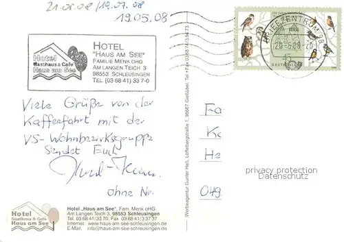 AK / Ansichtskarte Schleusingen Hotel Gasthaus Haus am See Schleusingen