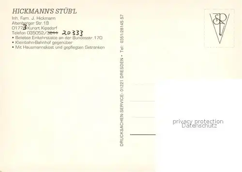 AK / Ansichtskarte Kipsdorf Hickmann s Stueb l Gaststube Eisenbahn Dampflokomotive Kipsdorf