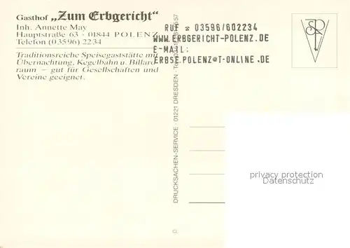 AK / Ansichtskarte Polenz_Neustadt Gasthof Zum Erbgericht Restaurant Fremdenzimmer Polenz_Neustadt