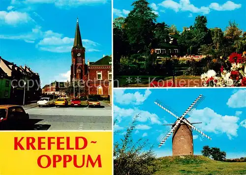 AK / Ansichtskarte Oppum_Krefeld Motiv mit Kirche Parkanlagen Windmuehle Oppum Krefeld
