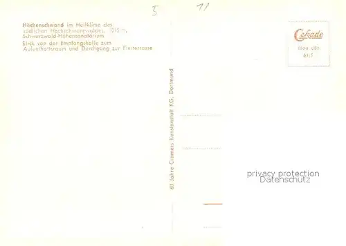 AK / Ansichtskarte Hoechenschwand Schwarzwald Hoehensanatorium Aufenthaltsraum Hoechenschwand