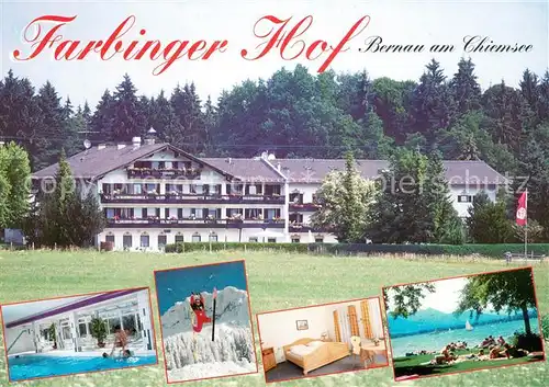 AK / Ansichtskarte Bernau_Chiemsee Farbinger Hof Ferienwohnungen Hallenbad Liegewiese am See Wintersport Alpen Bernau Chiemsee