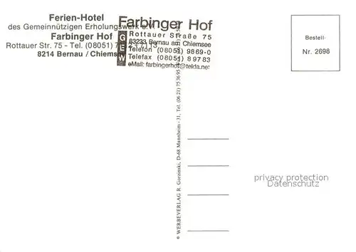 AK / Ansichtskarte Bernau_Chiemsee Ferienhotel Farbinger Hof Fliegeraufnahme Bernau Chiemsee