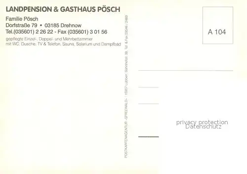 AK / Ansichtskarte Drehnow Pension Gasthaus P?sch  Drehnow