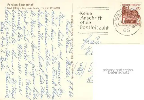 AK / Ansichtskarte Ittling_Simmelsdorf Pension Sonnenhof Terrasse Ittling Simmelsdorf