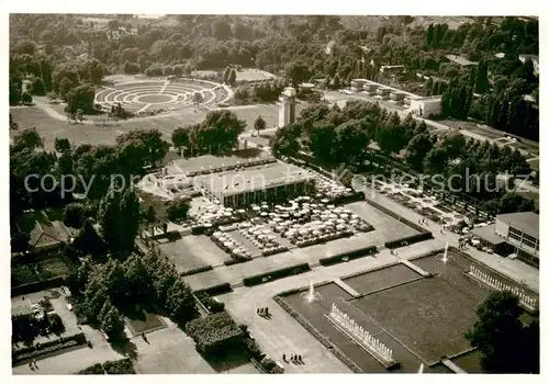 AK / Ansichtskarte Essen_Ruhr Grugapark Hauptrestaurant Grosser Blumenhof und Terrassen Fliegeraufnahme Essen_Ruhr