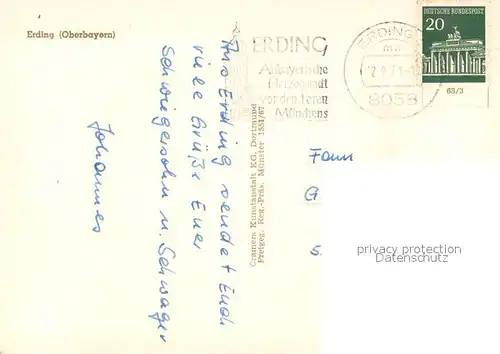 AK / Ansichtskarte Erding Fliegeraufnahme Erding