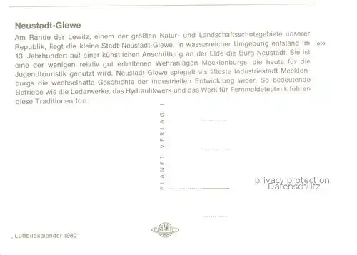 AK / Ansichtskarte Neustadt Glewe Fliegeraufnahme Neustadt Glewe